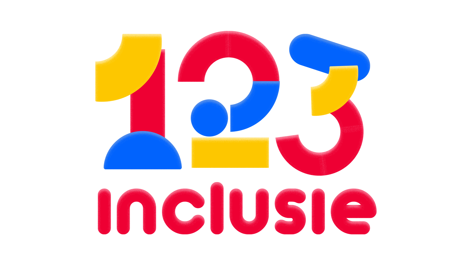 123 Inclusie 123 Inclusie, speelse letters in rood, blauw, geel